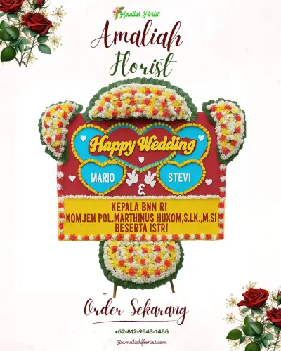 Karangan Papan Bunga Pernikahan di Karang Pilang
